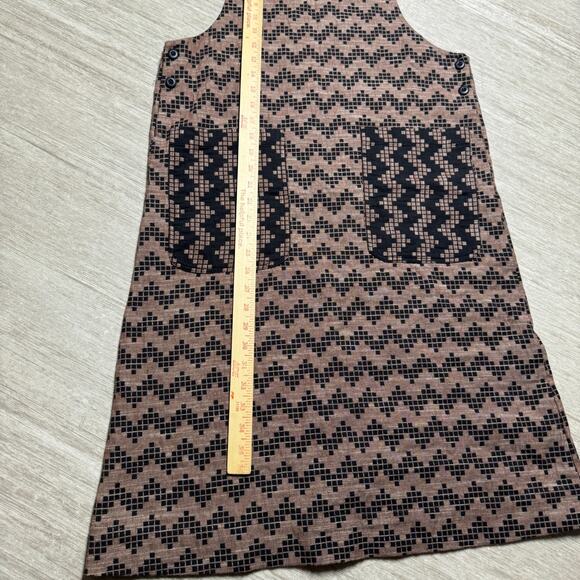 Ace & Jig Cotton Pinafore Dress XS Brown Black Geometric Pattern Pocket Jumper - Picture 8 of 8
